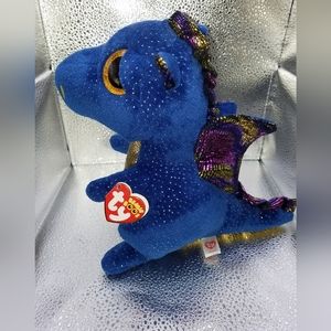 Ty Beanie Boo Saffire 9" Blue/Gold Dragon  NWT